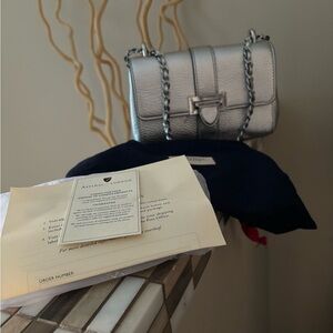 Aspinal of London Lottie Pebbled Micro Bag Silver NEW